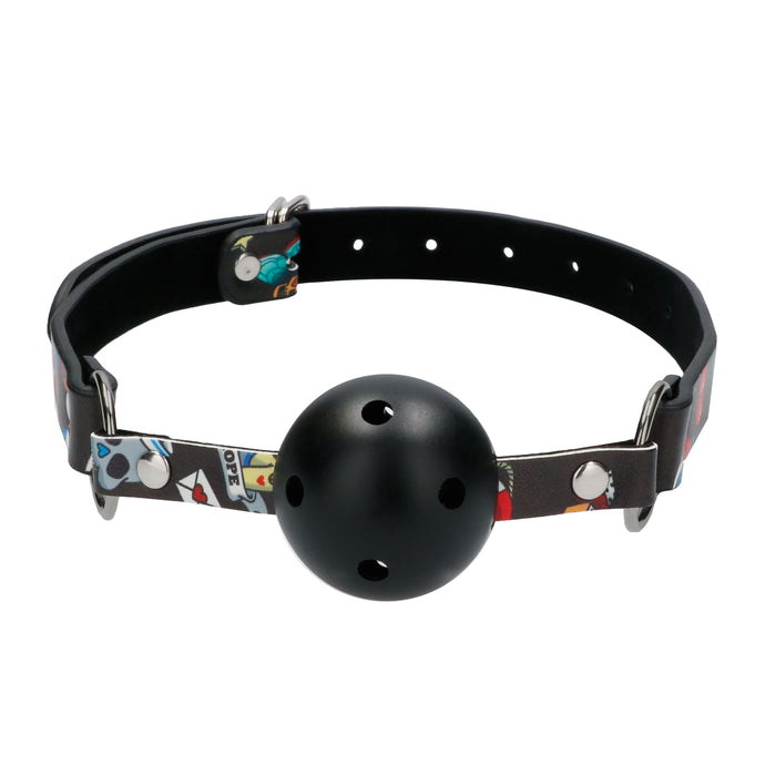 adult sex toy Ouch Breathable Ball Gag With Printed Leather Straps> Bondage Gear > Gags and BitsRaspberry Rebel