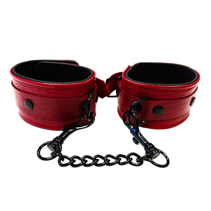 adult sex toy Rouge Garments Leather Croc Print Wrist CuffsBondage Gear > HandcuffsRaspberry Rebel