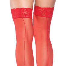 Load image into Gallery viewer, Leg Avenue Sheer Stockings With Backseam Red UK 6 to 12
