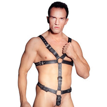 Load image into Gallery viewer, Zado Mens Leather Adjustable Harness With Cock Ring
