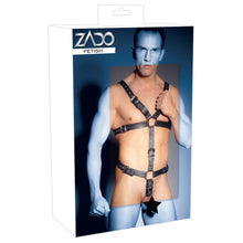 Load image into Gallery viewer, Zado Mens Leather Adjustable Harness With Cock Ring
