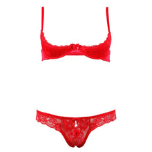 Load image into Gallery viewer, Cottelli Collection Red Lace Open Bra Set
