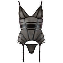 Load image into Gallery viewer, Black Powernet Suspender Basque With Matching GString

