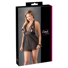 Load image into Gallery viewer, Cottelli Plus Size Halter Neck Babydoll Black
