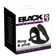 Load image into Gallery viewer, Black Velvets Cock Ring And Anal Plug
