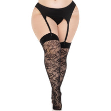 Load image into Gallery viewer, Leg Avenue Wild Rose Net Thigh Highs UK 14 to 18
