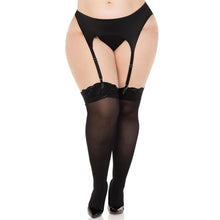Load image into Gallery viewer, Leg Avenue Lace Top Opaque Thigh Highs UK 14 to 18
