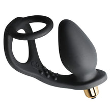 Load image into Gallery viewer, Rocks Off 7 Speed ROZen Cock Ring And Anal Plug Black
