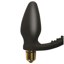 Load image into Gallery viewer, Rocks Off 7 Speed ROZen Cock Ring And Anal Plug Black
