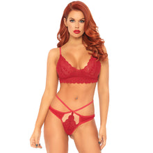 Load image into Gallery viewer, Leg Avenue Sweetheart Lace Bralette Set Red
