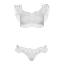 Load image into Gallery viewer, Leg Avenue Lace Ruffle Crop Top and Panty UK 6 to 12
