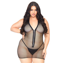 Load image into Gallery viewer, Leg Avenue Fishnet Zip Up Dress Plus Size UK 14 to 18
