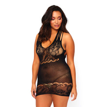 Load image into Gallery viewer, Leg Avenue Floral Lace Opaque Mini Dress UK 14 to 18
