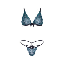 Load image into Gallery viewer, Leg Avenue Teal Lace Bralette And Matching String Panty
