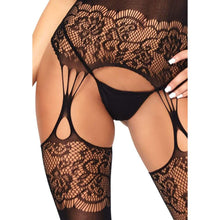 Load image into Gallery viewer, Leg Avenue Strappy Rose Lace Bodystocking UK 6 to 12
