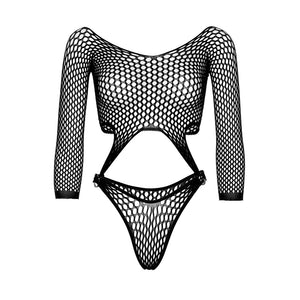 Leg Avenue Top Bodysuit with Thong Black UK 6 to 12