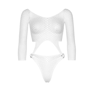 Leg Avenue Top Bodysuit with Thong White UK 6 to 12