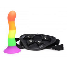 Load image into Gallery viewer, XR Proud Rainbow Silicone Dildo with Harness
