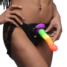 Load image into Gallery viewer, XR Proud Rainbow Silicone Dildo with Harness
