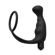 Load image into Gallery viewer, Black Silicone Anal Plug Vibrator with Cock Ring
