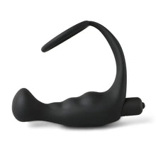 Load image into Gallery viewer, Black Silicone Anal Plug Vibrator with Cock Ring
