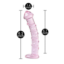 Load image into Gallery viewer, Textured Pink Glass Dildo
