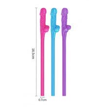 Load image into Gallery viewer, Lovetoy Pack Of 9 Willy Straws Blue Pink And Purple

