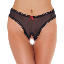 Load image into Gallery viewer, Crotchless Sheer Black GString
