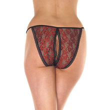 Load image into Gallery viewer, Red And Black Tanga Open Brief
