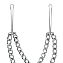 Load image into Gallery viewer, Silver Nipple Clamps With Double Chain
