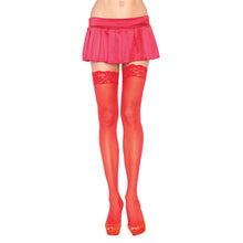 Load image into Gallery viewer, adult sex toy Leg Avenue Sheer Thigh Highs With Lace Tops Red  UK 8 to 14Clothes &gt; StockingsRaspberry Rebel
