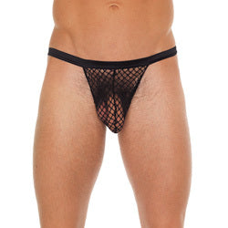 adult sex toy Mens Black GString With Black Net PouchClothes > Sexy Briefs > MaleRaspberry Rebel