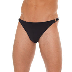 adult sex toy Mens Black GString With Metal Hoop ConnectorsClothes > Sexy Briefs > MaleRaspberry Rebel