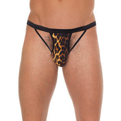 adult sex toy Mens Black GString With Black Straps To Animal Print PouchClothes > Sexy Briefs > MaleRaspberry Rebel