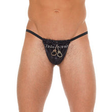 Load image into Gallery viewer, adult sex toy Mens Black G String With Handcuff PouchClothes &gt; Sexy Briefs &gt; MaleRaspberry Rebel
