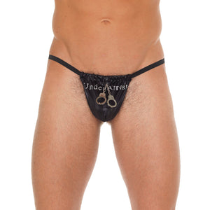 adult sex toy Mens Black G String With Handcuff PouchClothes > Sexy Briefs > MaleRaspberry Rebel