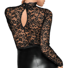 Load image into Gallery viewer, adult sex toy Noir Black Lace and Wet Look Pencil Dress&gt; Clothes &gt; Dresses and ChemisesRaspberry Rebel
