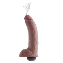 Load image into Gallery viewer, adult sex toy King Cock 9 Inch Squirting Cock With Balls BrownSex Toys &gt; Realistic Dildos and Vibes &gt; Squirting DildosRaspberry Rebel
