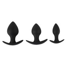 Load image into Gallery viewer, adult sex toy Black Velvet Silicone Three Piece Anal Training SetAnal Range &gt; Butt PlugsRaspberry Rebel
