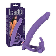 Load image into Gallery viewer, adult sex toy Los Analos Double Delight Vibrating Dildo And CockringSex Toys &gt; Sex Toys For Ladies &gt; Duo PenetratorRaspberry Rebel
