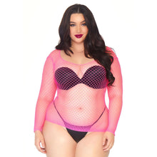 Load image into Gallery viewer, adult sex toy Leg Avenue Net Long Sleeved Shirt Plus Size UK 18 to 22Clothes &gt; Plus Size LingerieRaspberry Rebel
