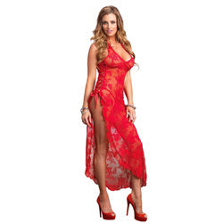 adult sex toy Leg Avenue 2 Piece Rose Lace Long Dress With Lace Side RedClothes > Dresses and ChemisesRaspberry Rebel
