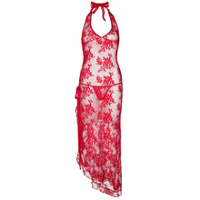 Load image into Gallery viewer, adult sex toy Leg Avenue 2 Piece Rose Lace Long Dress With Lace Side RedClothes &gt; Dresses and ChemisesRaspberry Rebel
