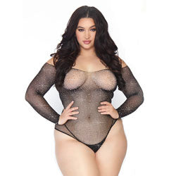 adult sex toy Leg Avenue Crystalized Long Sleeve Body Plus Size UK 18 to 22Clothes > Plus Size LingerieRaspberry Rebel