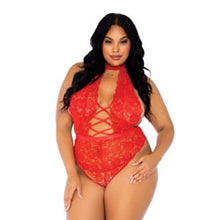 Load image into Gallery viewer, adult sex toy Leg Avenue Floral Lace Crotchless Teddy Red UK 18 to 22Clothes &gt; Plus Size LingerieRaspberry Rebel
