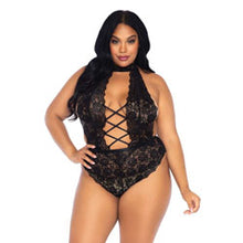 Load image into Gallery viewer, adult sex toy Leg Avenue Floral Lace Crotchless Teddy Black UK 18 to 22Clothes &gt; Plus Size LingerieRaspberry Rebel
