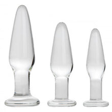 Load image into Gallery viewer, adult sex toy Dosha 3 Piece Glass Anal Plug KitAnal Range &gt; Butt PlugsRaspberry Rebel
