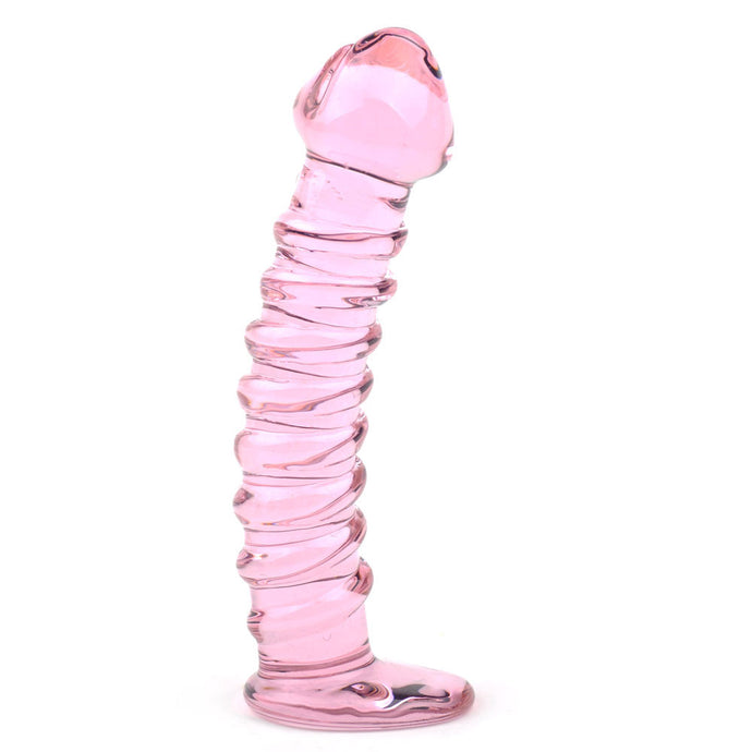 adult sex toy Textured Pink Glass Dildo> Sex Toys > GlassRaspberry Rebel