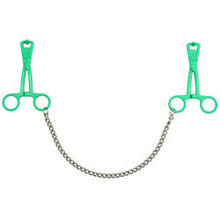 Load image into Gallery viewer, adult sex toy Green Scissor Nipple Clamps With Metal ChainBondage Gear &gt; Nipple ClampsRaspberry Rebel
