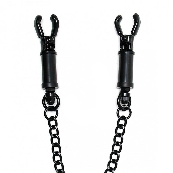 adult sex toy Black Metal Adjustable Nipple Clamps With ChainBondage Gear > Nipple ClampsRaspberry Rebel